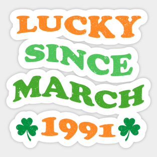 Lucky Since March 1991 33 Years Old 33th St Patricks Day Sticker